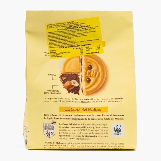 Biscuiți umpluți cu cremă de alune și cacao Baiocchi Nocciola 260g