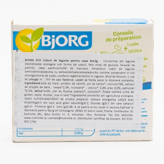 Cuburi de legume ecologice pentru supă 6x12g