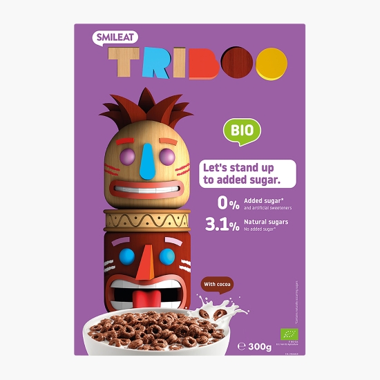 Cereale eco inelușe cu cacao Triboo, fără zahăr adăugat 300g