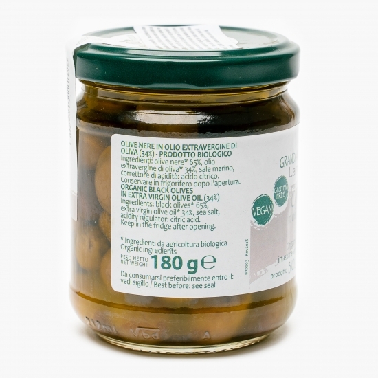 Măsline negre eco în ulei de măsline 180g
