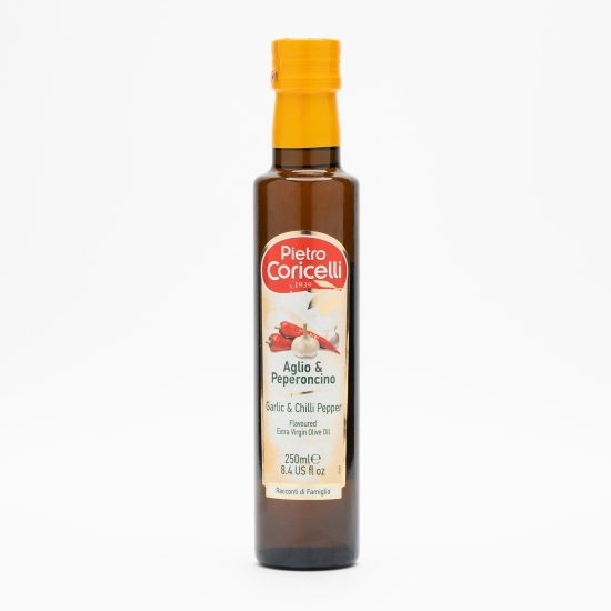 Ulei extravirgin de măsline cu aromă de ardei iute și usturoi 0.25l