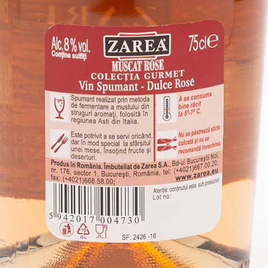 Vin spumant rose dulce Muscat Gurmet, 8%, 0.75l