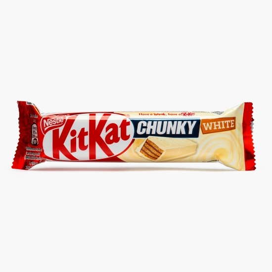 Baton cu napolitană crocantă acoperită cu glazură albă Chunky White, 40g