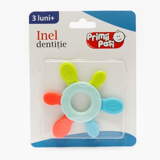 Inel dentiție formă stea, bleu, 3 luni+