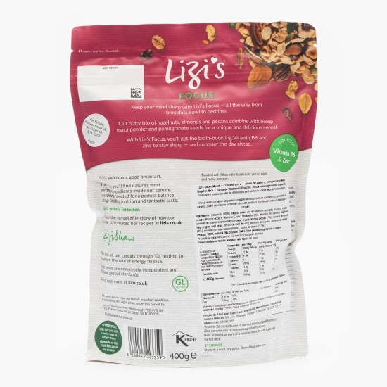 Super musli alune de pădure, nuci pecan și maca Focus 400g