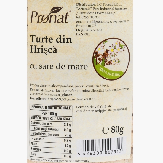 Turte din hrișcă cu sare de mare 80g