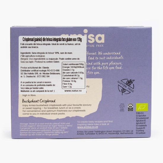 Pâine crocantă eco din hrișcă integrală, fără gluten 120g