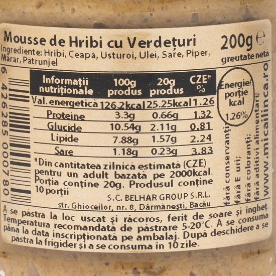 Mousse de hribi cu verdețuri 200g