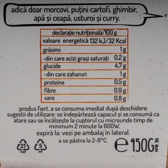 Supă fresh de morcovi și ghimbir 450g
