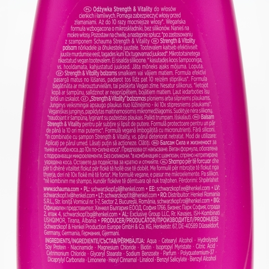 Balsam Strength & Vitality pentru păr subțire 200 ml