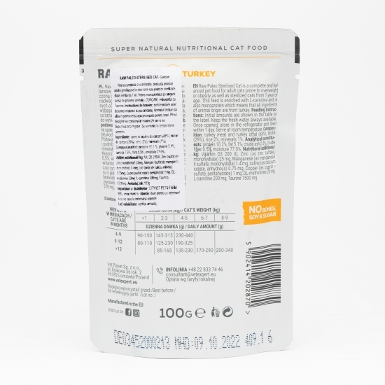 Hrană umedă pentru pisici, 100g, cu carne de curcan 