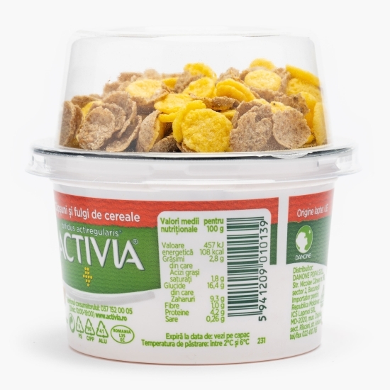 Iaurt Mic dejun cu căpșuni și fulgi de cereale 168g