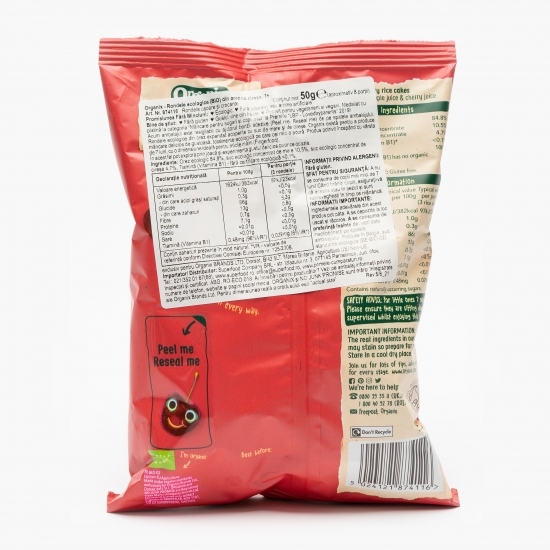 Rondele eco din orez cu cireșe, 7+ luni, 50g