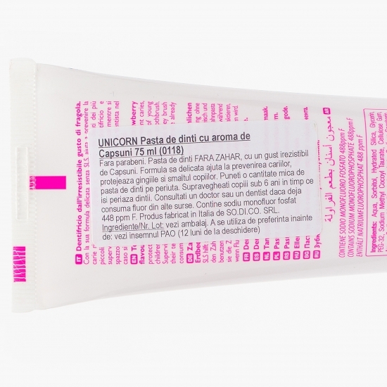 Pastă de dinți pentru copii cu fluor cu aromă de căpșuni, +3 ani 75ml