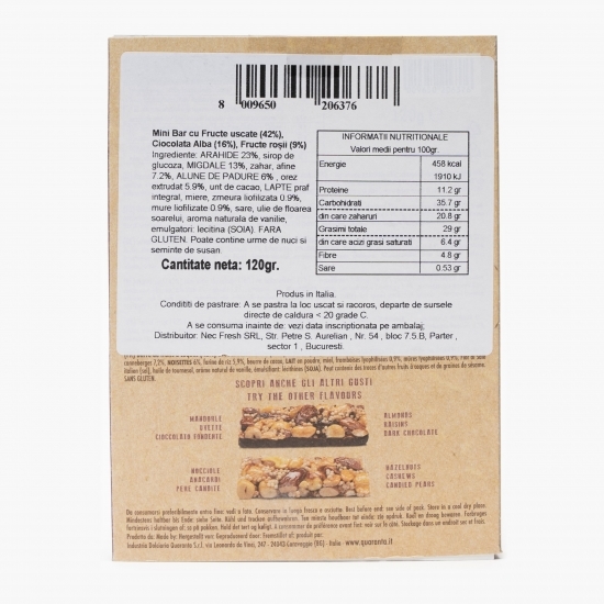 Mini batoane cu afine, migdale și ciocolată albă 120g