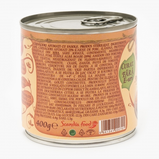 Cârnăciori afumați cu fasole 400g