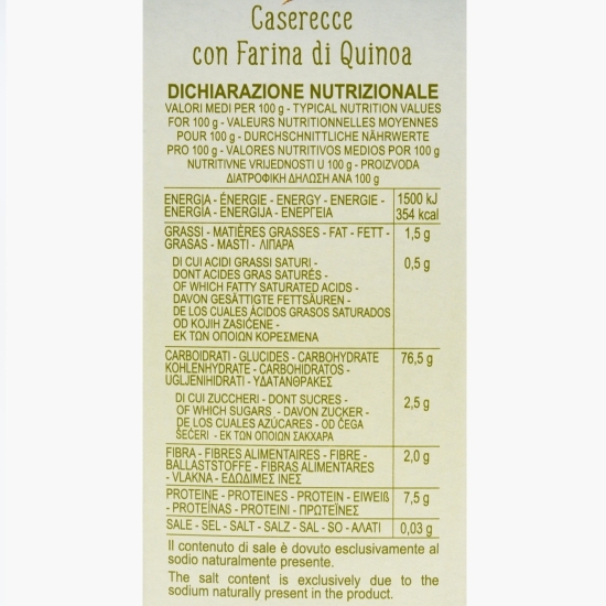 Paste Casarecce fără gluten cu făină de quinoa 400g