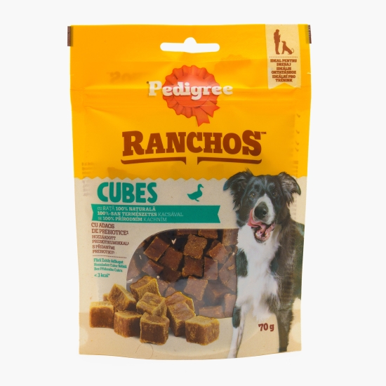 Recompense pentru câini 70g, Ranchos Cubes cu rață