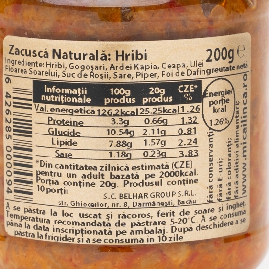 Zacuscă naturală de hribi 200g
