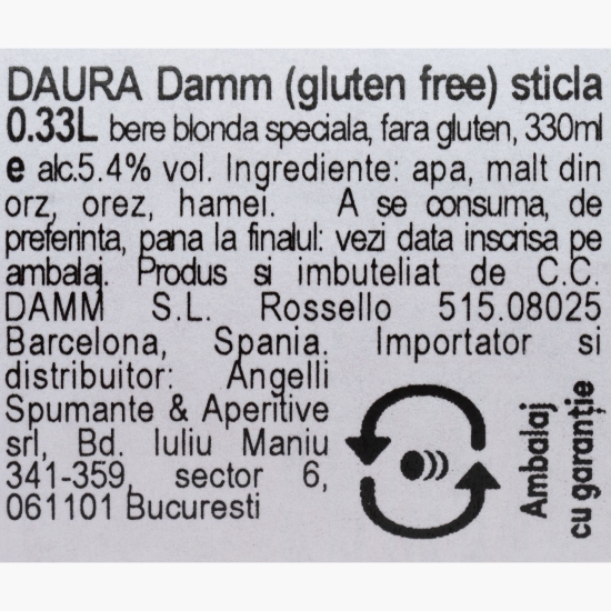 Bere blondă fără gluten sticlă 0.33l