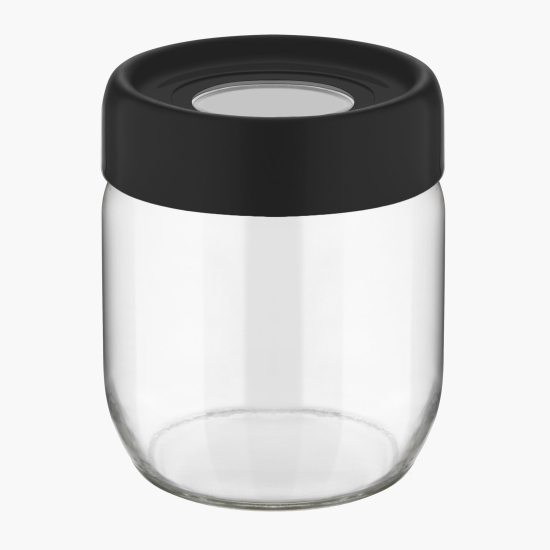 Borcan depozitare din sticlă cu capac negru 425ml