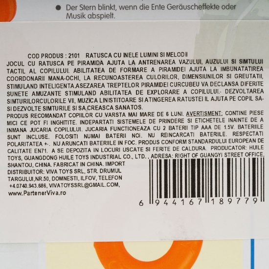 Rățușcă cu inele, lumini și melodii, 6+ luni