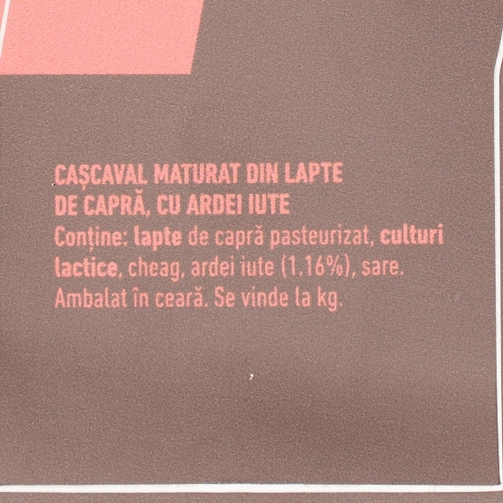 Cașcaval maturat din lapte de capră cu ardei iute 210g