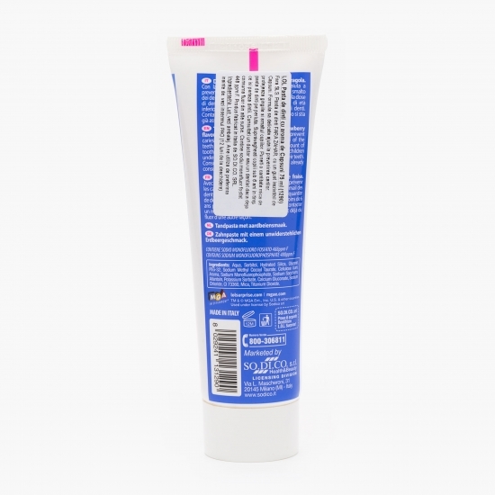 Pastă de dinți pentru copii cu fluor, cu aromă de căpșuni +3 ani 75ml