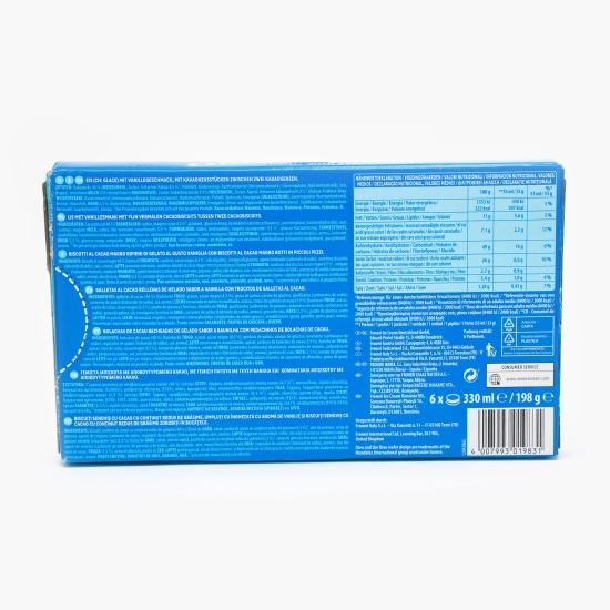 Biscuiţi sandwich cu cacao umpluţi cu îngheţată cu aromă de vanilie 330ml