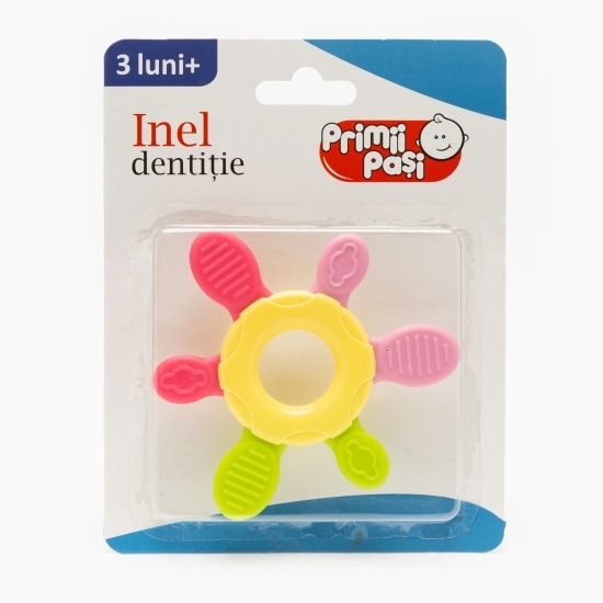 Inel dentiție formă stea, galben, 3 luni+