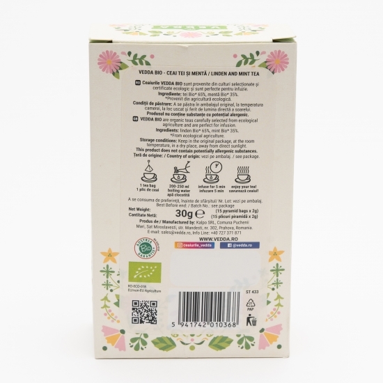 Ceai tei și mentă eco 15 plicuri