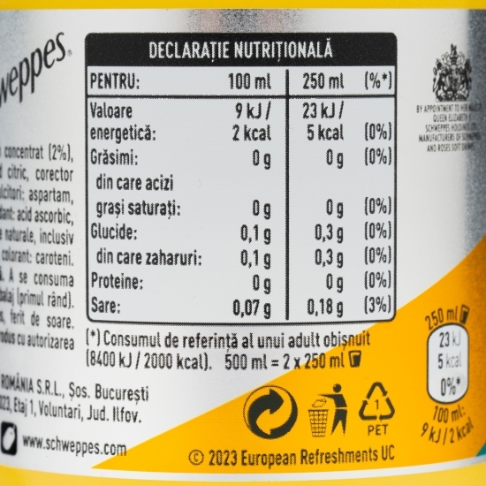 Apă tonică Bitter Lemon, fără zahăr adăugat 0.5l