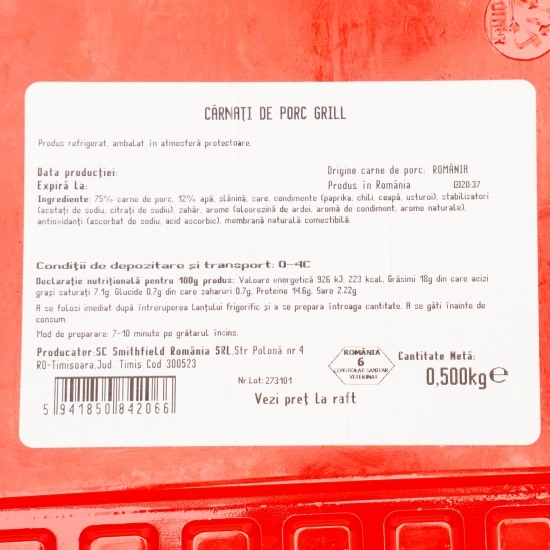 Cârnați grill de porc 500g