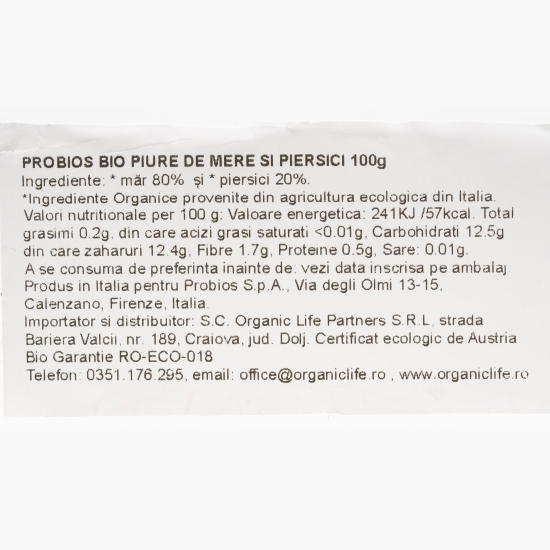 Piure de mere și piersici eco 100g