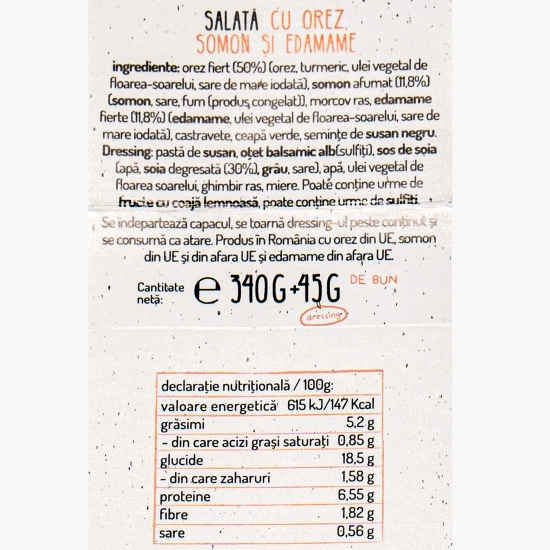 Salată cu orez, somon și edamame Poke Bowl Omega, 385g