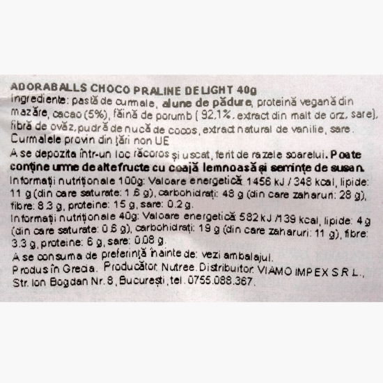 Praline proteice Choco Praline Delight fără zahăr adăugat 40g (2x20g)