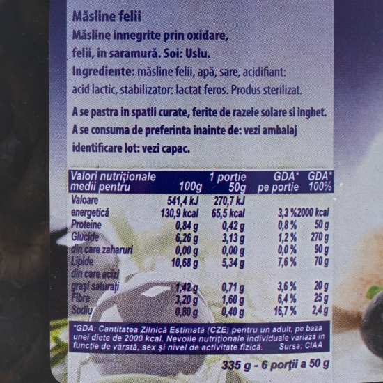 Măsline felii 715g