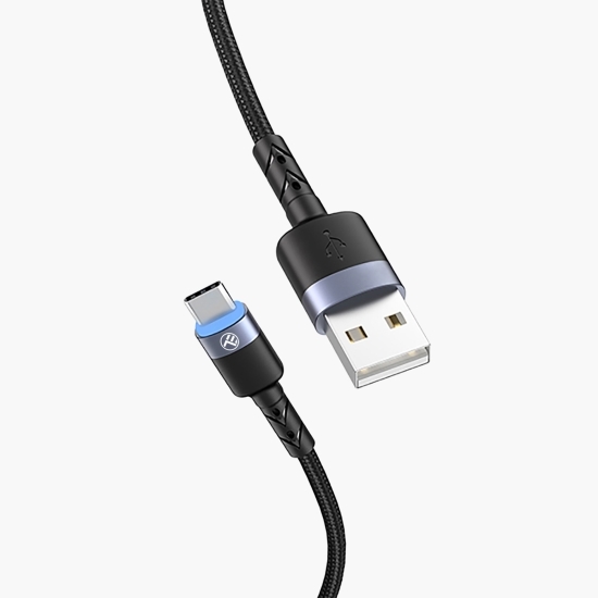 Cablu date USB - Type-C cu LED, 1.2m, negru