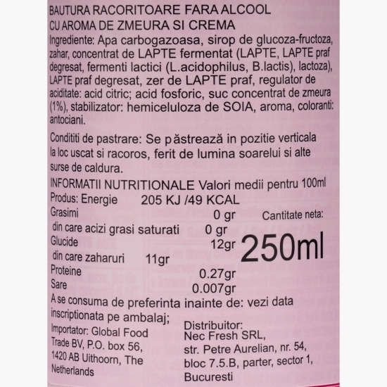Băutură carbogazoasă zmeură doză 0.25l