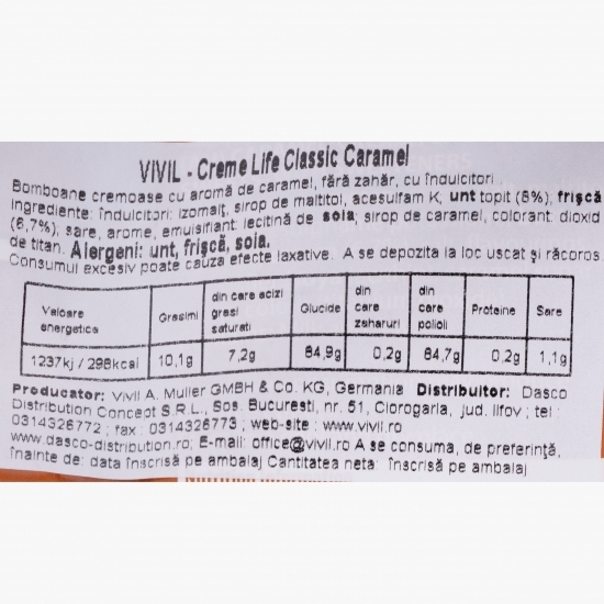 Bomboane Creme Life caramel fără zahăr 60g