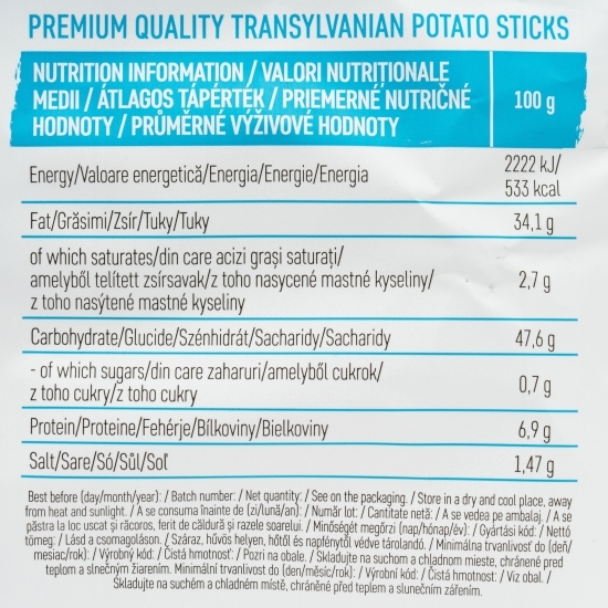 Sticksuri din cartofi cu sare 60g