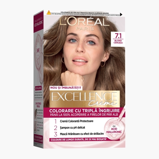 Vopsea de păr permanentă, 7.1 Blond cenușiu 192ml
