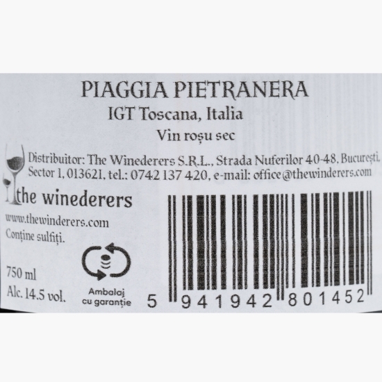 Vin roșu sec, Piaggia Pietranera Toscana 14.5%, 0.75l