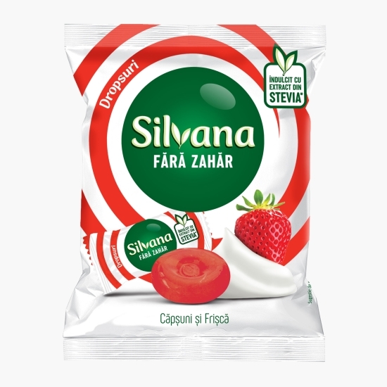 Dropsuri cu aromă de căpșuni și frișcă, fără zahăr 60g