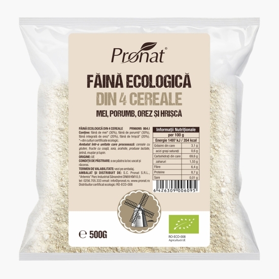Făină eco din 4 cereale (mei, porumb, orez, hrișcă) 500g