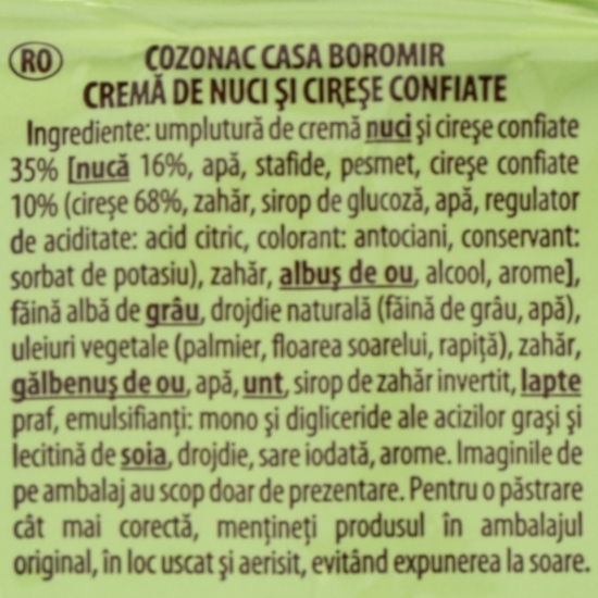Cozonac cremă de nuci și cireșe confiate 550g