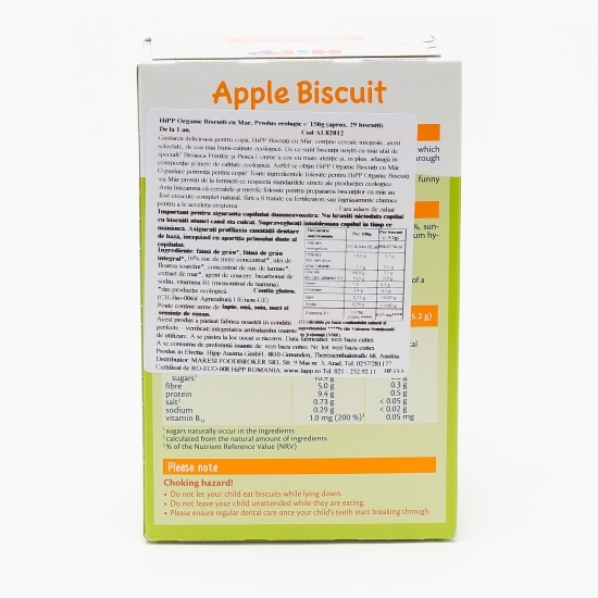 Biscuiți ecologici pentru copii, cu măr, +1 an, 150g