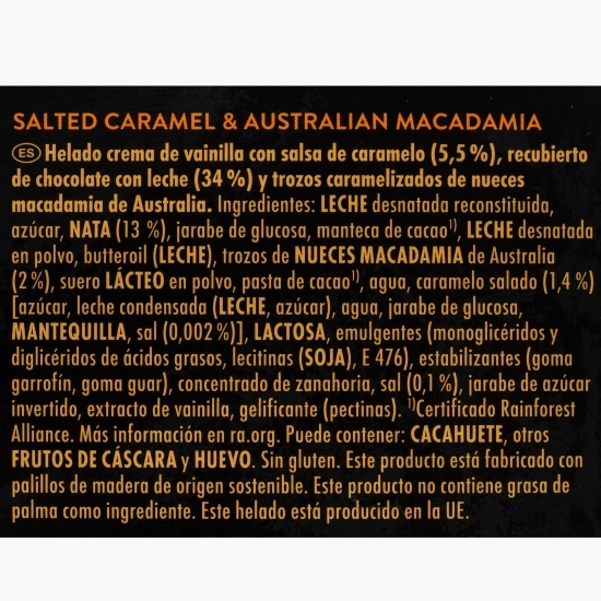 Înghețată vanilie cu caramel sărat, nuci Macadamia și ciocolată cu afine nordice Mini Adventure 330ml (6x55ml)