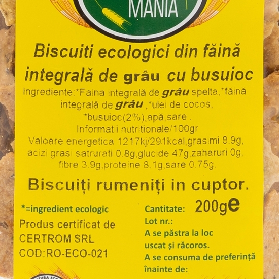 Biscuiți ecologici integrali cu busuioc 200g