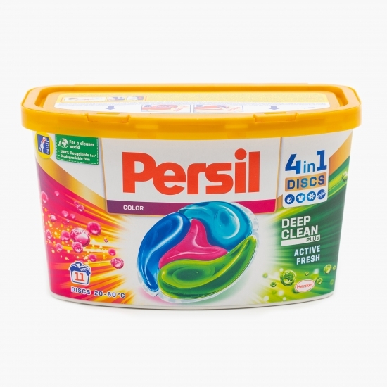 Detergent de rufe capsule, color, Discs 4în1, Deep Clean Plus, Active Fresh, 11 spălări